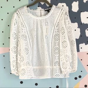 Banana Republic Women’s White Unlined Eyelet Top, Size XL